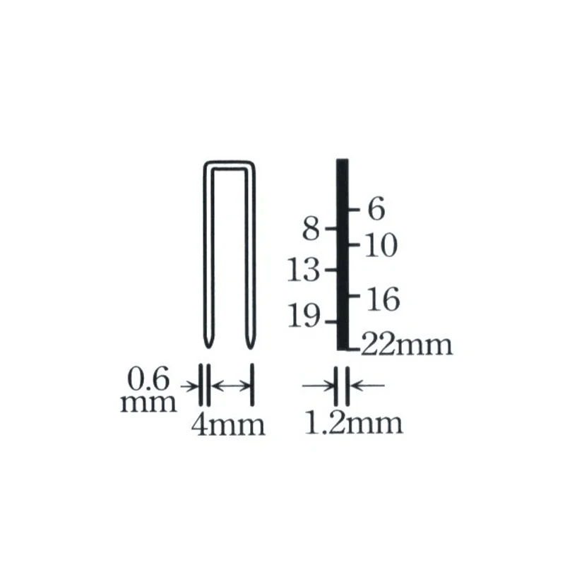 Grampeador de aço inoxidável para móveis, U-Shaped Nail Gun, Straight Brad Nails, DIY Carpintaria, 410J, 413J, 416J, 419J, 422J, 3610Pcs