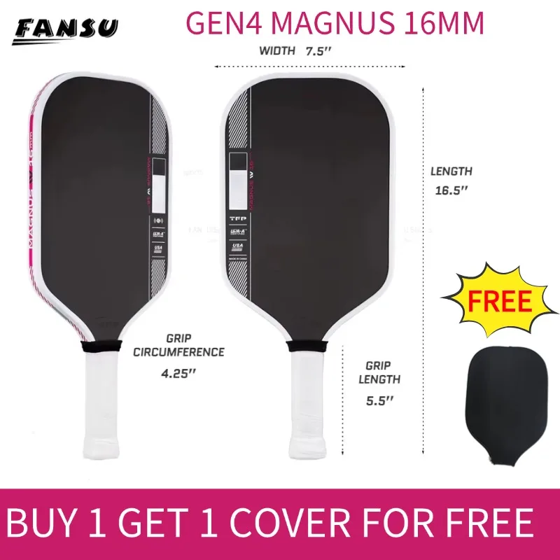 

T700 CARBON FIBER MAGNUS GEN4 Pickleball Paddle Термоформенное уплотнение края Пена Инъекционный край PP Core Наполнитель в ручке Грубые сырые крошечные