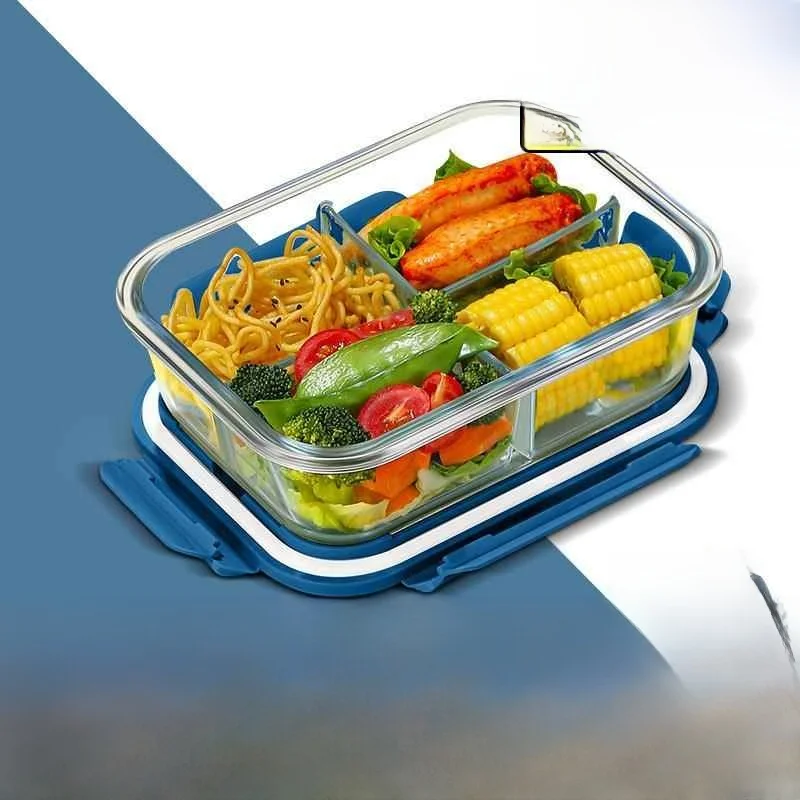 

Deepened Four ids Glass Microwave Se Lunch Box Large Capaci Separation Preservation Container for Office Workers And St...