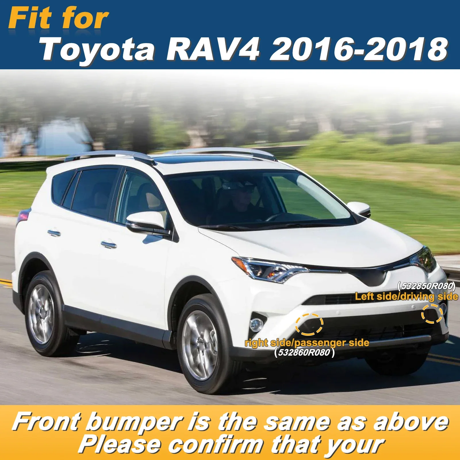 For Toyota RAV4 2016 - 2018 Front Bumper Tow Hook Cover Caps Left Right Set Parts 532860R080 532850R080