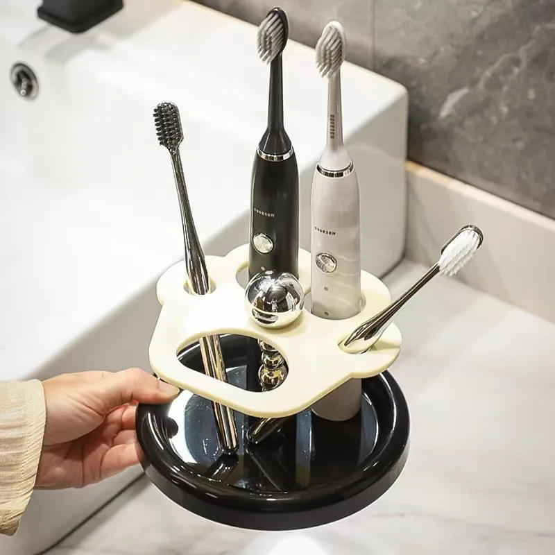 No Drilling Makeup Brush Storage Organizer Tool Base Cat Paw Ceramic Toothbrush Holder Cute Bathroom Accessory