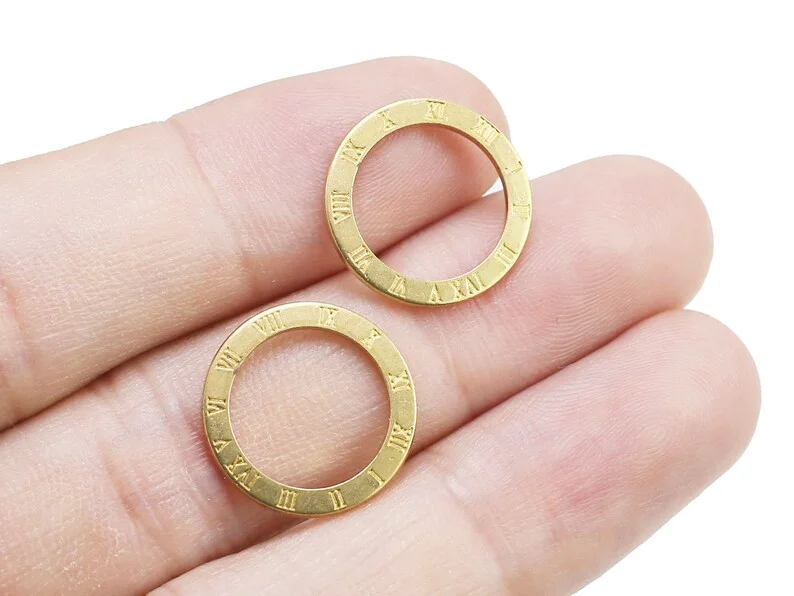 30pcs Brass Round Charm, Brass Watch Dial Plate, Round Circle Connector, 16.3x1mm, Round Brass Findings, Jewelry making R2183