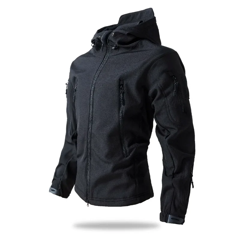

Men Waterproof Hooded Coat Hunt Clothes Autumn New Outdoor Jacket Men's Soft Shell Tactical Jackets Men Clothing Solid Color