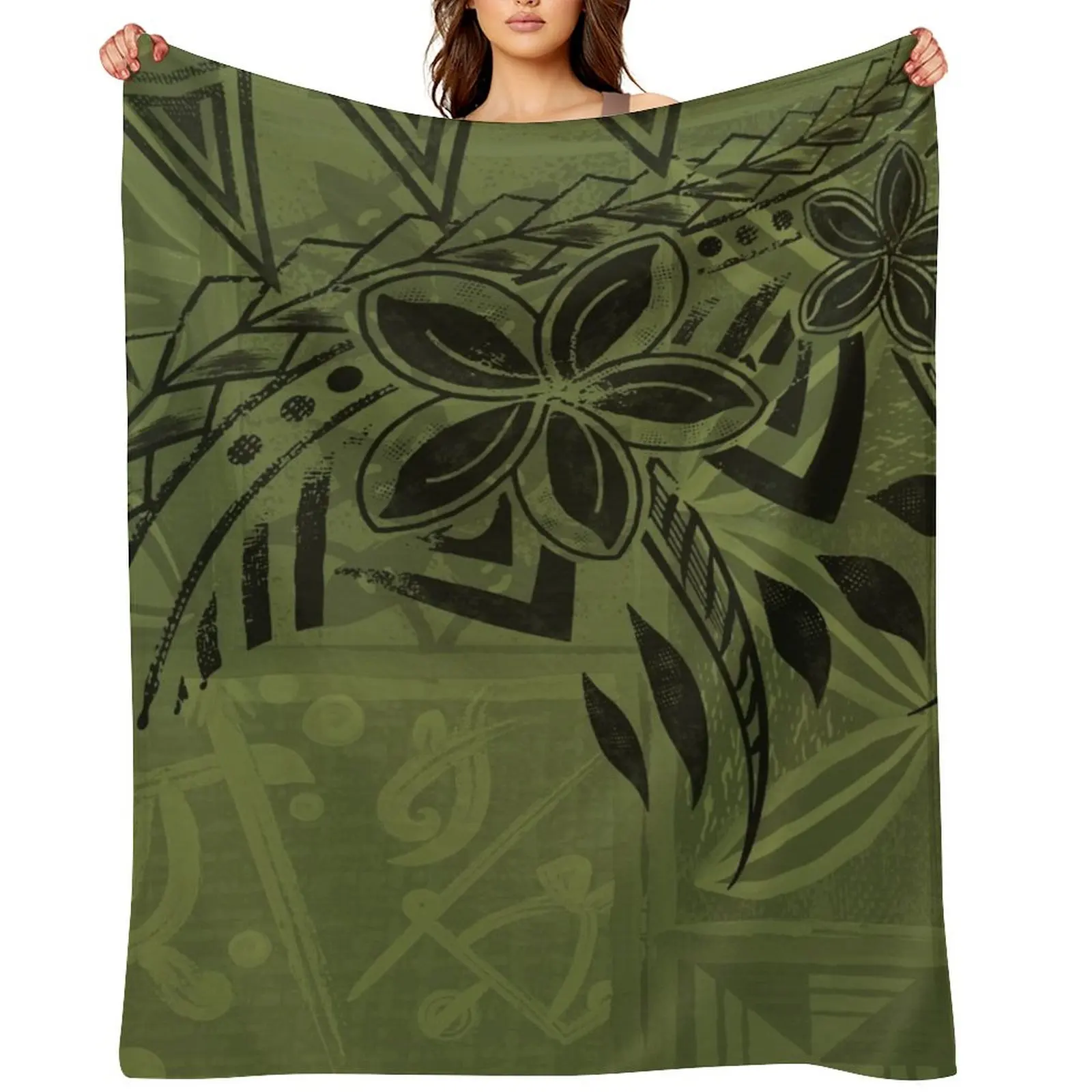 

Old Samoa Emerald Green Tribal Throw Blanket Luxury Throw Cute Plaid Fashion Sofas manga Blankets
