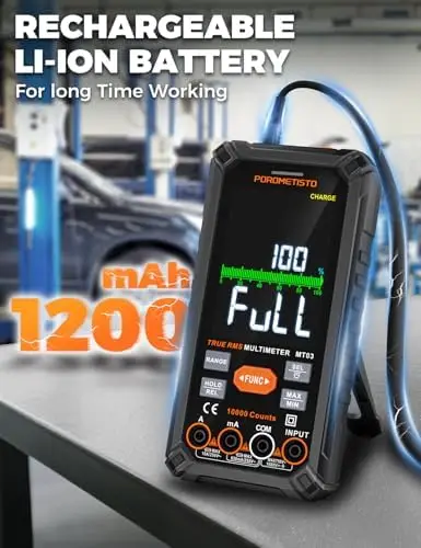 Digital Multimeter 10000 Count TRMS, Auto-Ranging Volt Meter, Rechargeable Smart Tester for Voltage, Current, Resistance