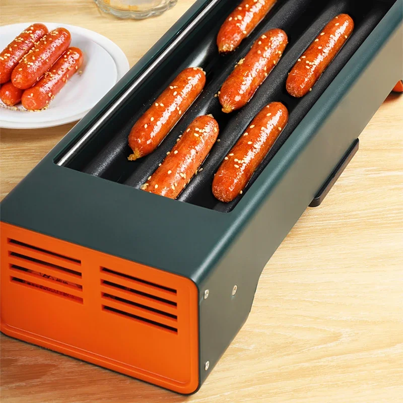 Hotdog Grill Machine Electric Hot Dog Roller Sausage Machine Hot-dog 6 Roller Grill Cooker Machine Cooker For Kitchen Restaurant
