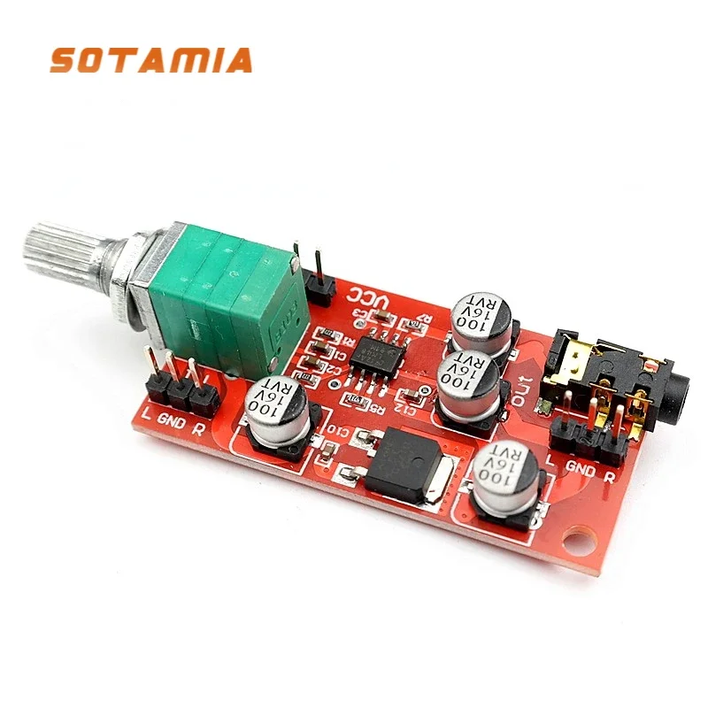 SOTAMIA LM4881 ヘッドフォンアンプモジュール ボリューム調整付き 3.5mm 出力プリアンプ DIY ホームシアター