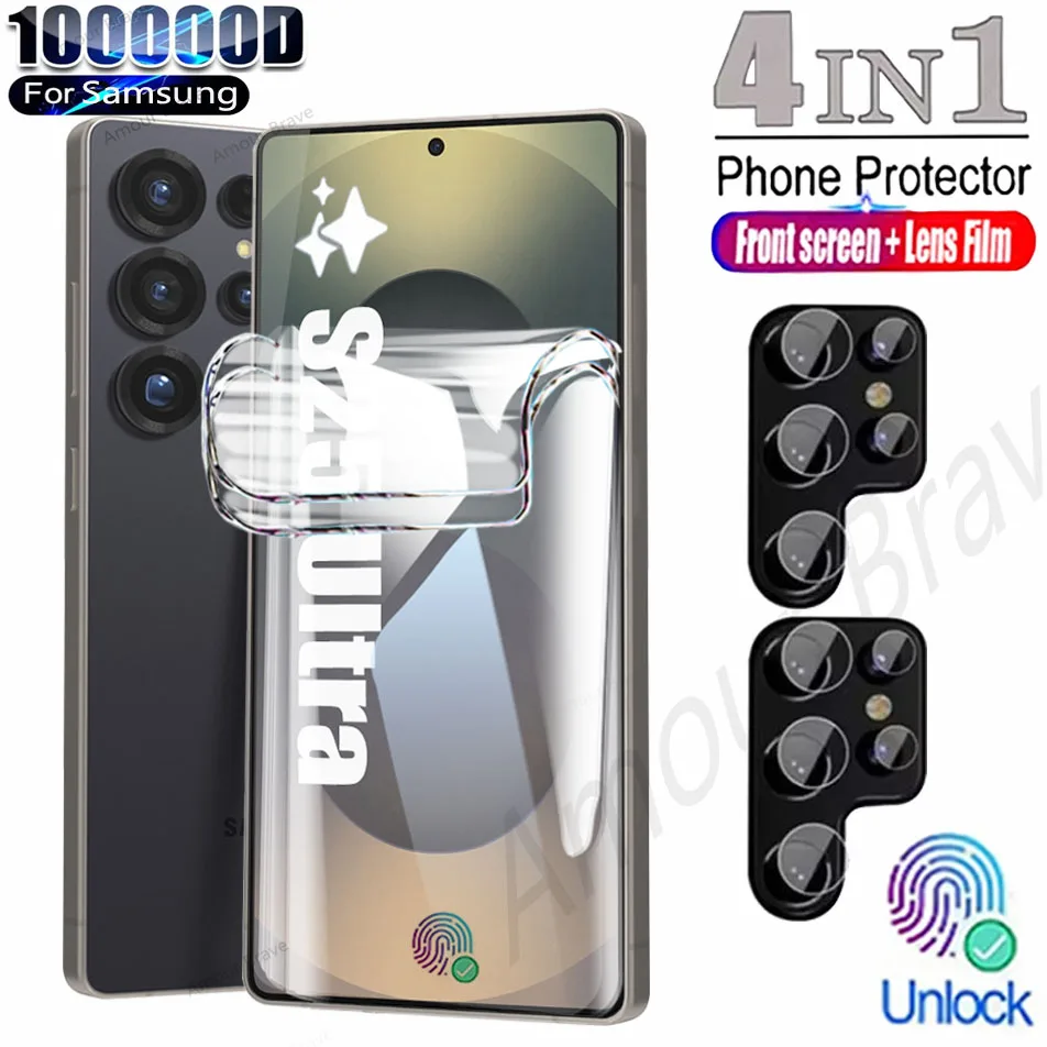

4 in 1 Hydrogel Film For Samsung S25 Ultra S22 S23 S21 S20 S24 FE S10 Note 20 Ultra 10 Plus Screen Protector For Galaxy S24 Film