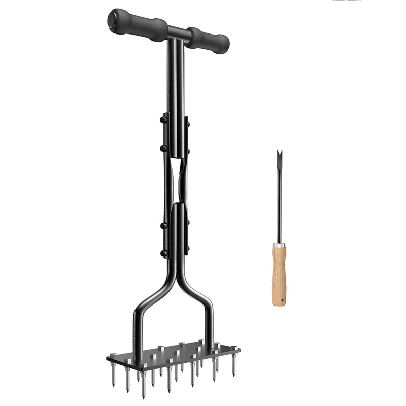 TOP Lawn Aerator Spikes Aerating Tool, Manual Aeration Tools,Yard Aerators with Cleaning Weeder Tool for Soil & Lawns Garden