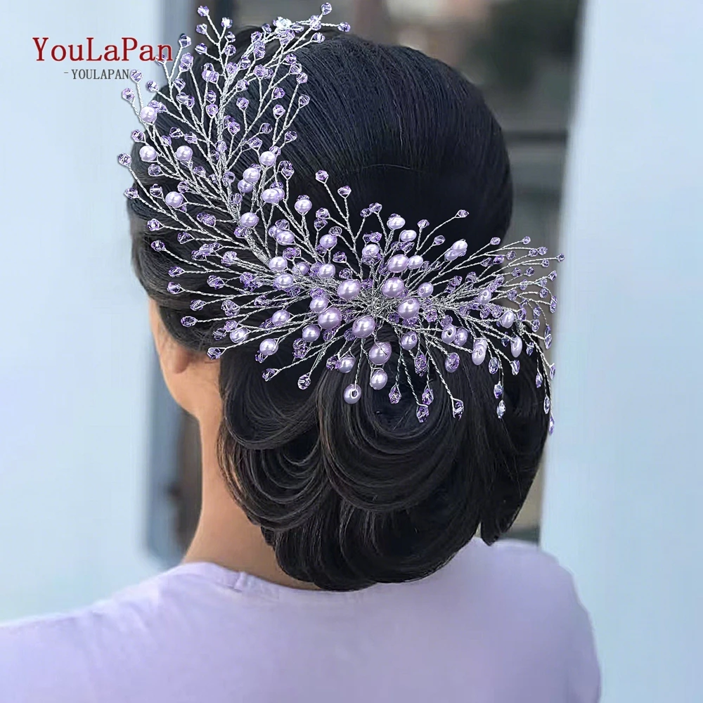 

YouLaPan Pearl Crystal Wedding Hair Comb Bridal Hair Accessories Women Headwear Handmade Banquet Party Headpiece Headdress HP931