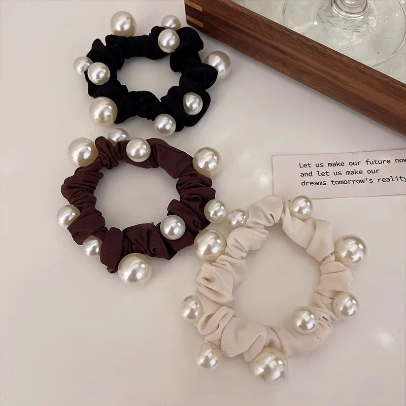 رباط شعر لؤلؤي أنيق Ins عقال بسيط الراقية الأمعاء الصغيرة ذيل حصان شريط مطاطي أغطية الرأس الفتيات النساء إكسسوارات الشعر