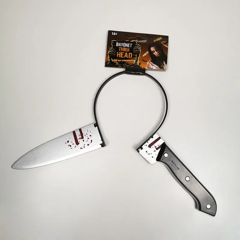1 Pcs Halloween Funny Scary Toys Halloween Perform Props Plastic Ax Saw Nail Knife Headwear Blood Scene Party Favors-image