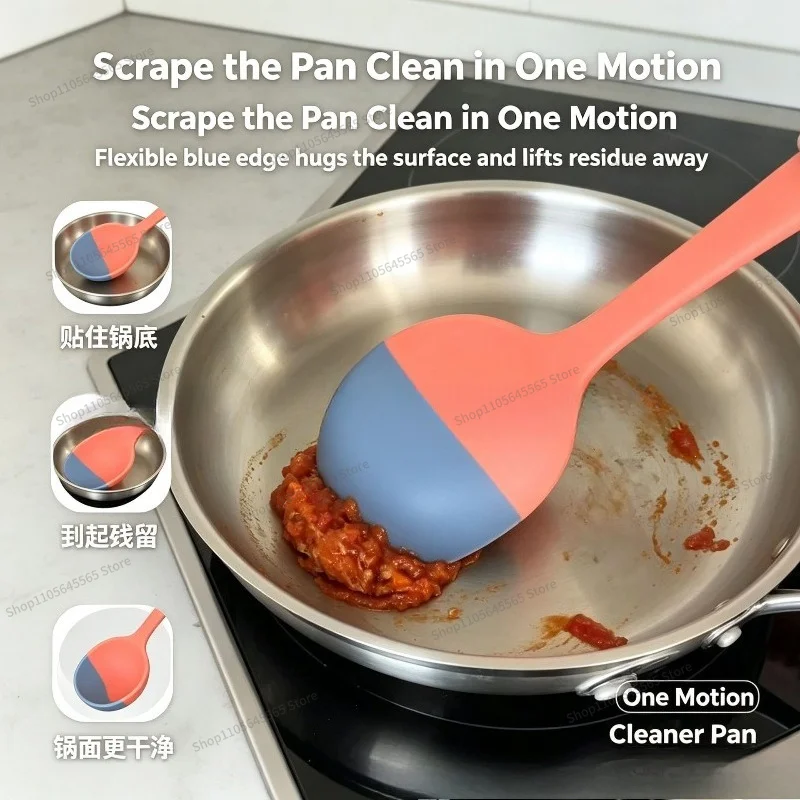 For kitchen food grade silicone spoon fits the bottom of the pot with graduated non-stick pan spoon