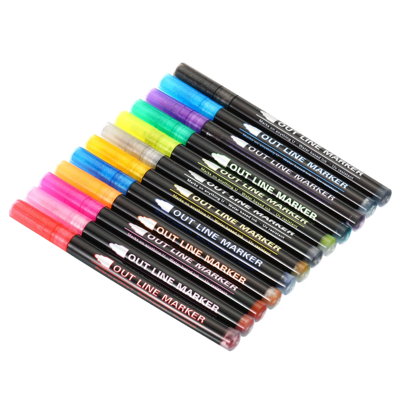 

12 Colors Double Line Outline Markers Pen Art Marker Pen Metallic Paint Pens Highlighter Drawing Scrapbooking Painting Doodling