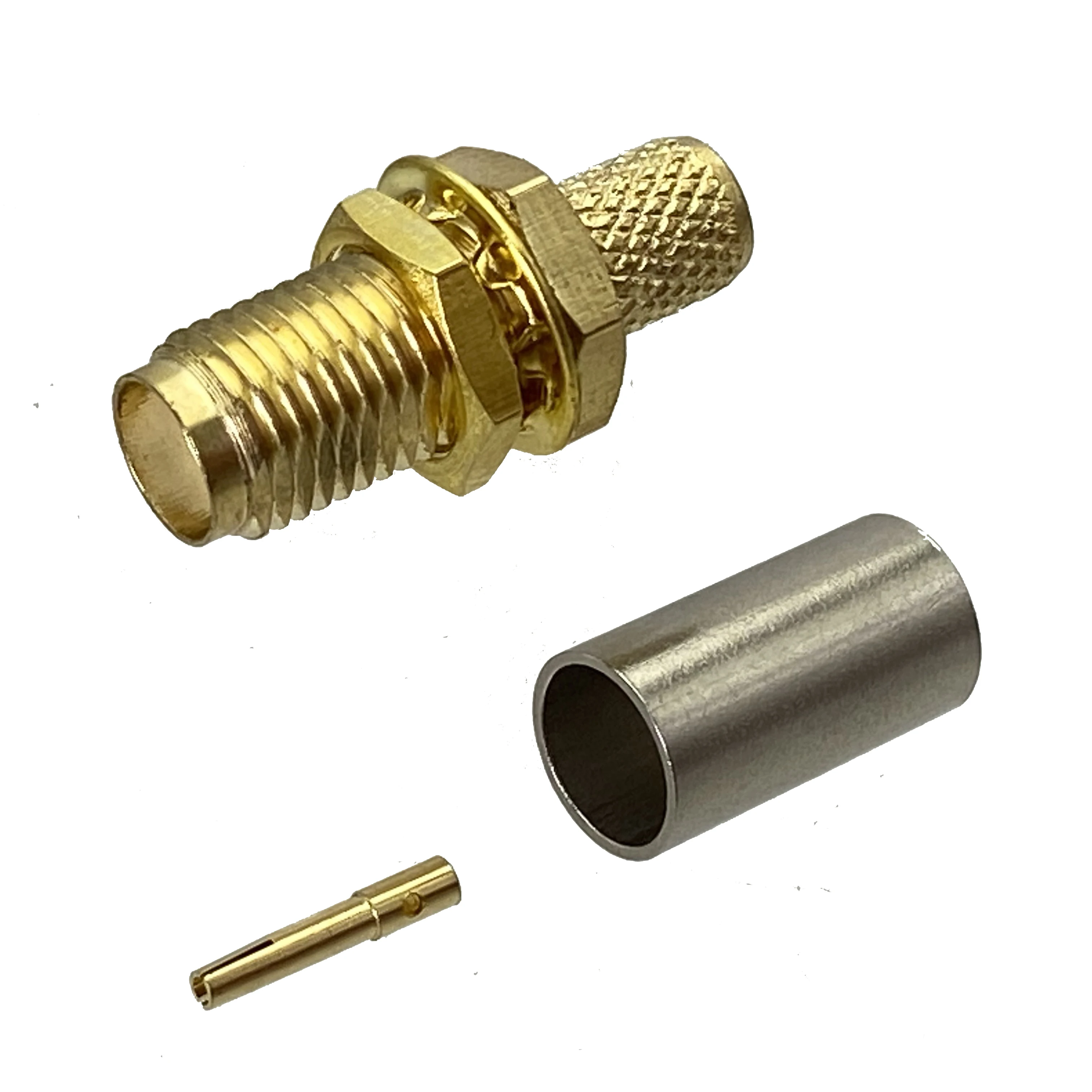 

10pcs Connector SMA Jack Female Bulkhead Crimp For RG58 RG142 LMR195 RG400 Cable Straight RF Coaxial Adapter 50ohm Wire Terminal