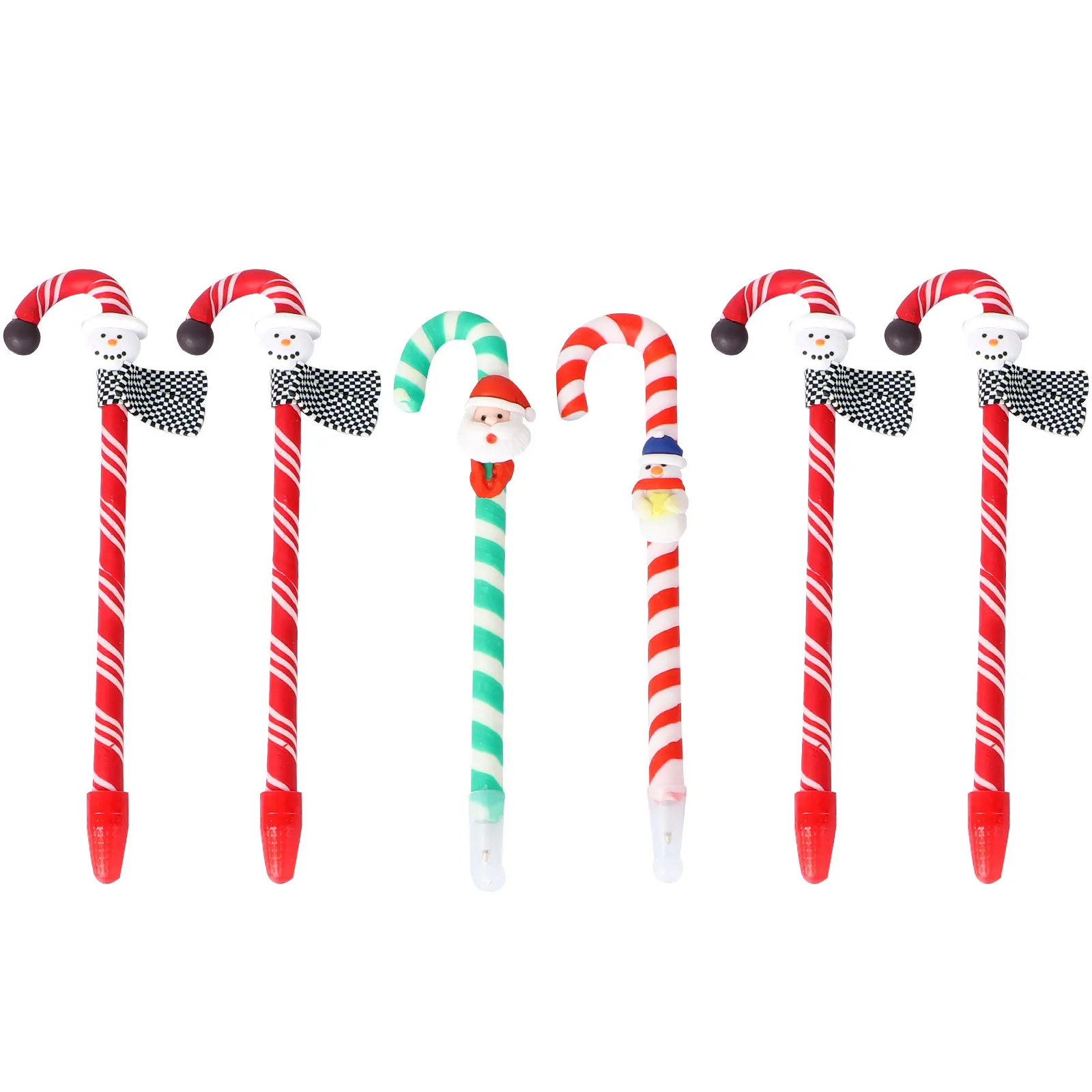 

6Pcs Soft Clay Ball Pen Christmas Style Santa Claus Snowman Elk Pattern School Supplies Gift Christmas Style Ball Pen