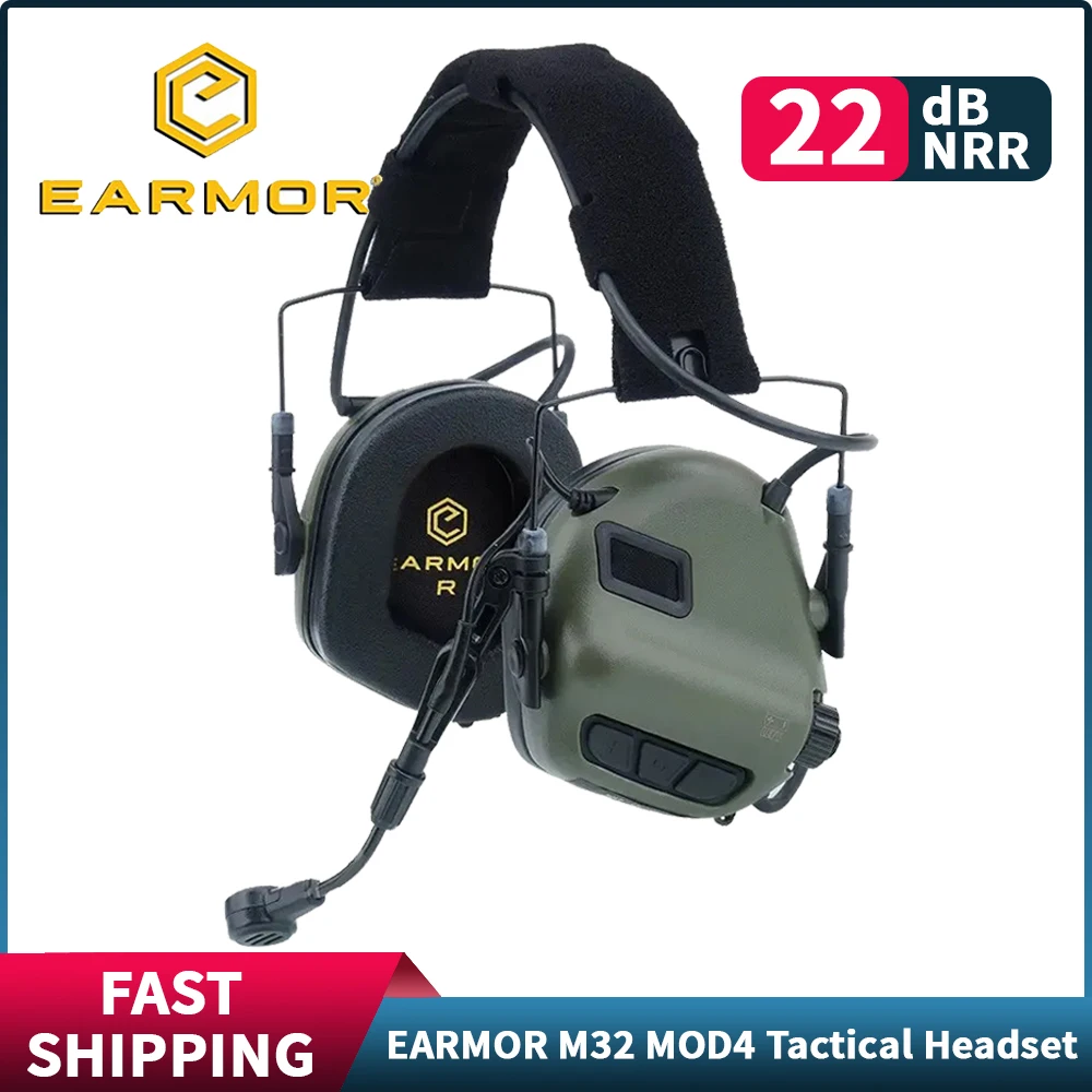 EARMOR M32 MOD4 Tactical Headset Anti Noise Headphones Military Aviation Communication Shooting Earphone,Green