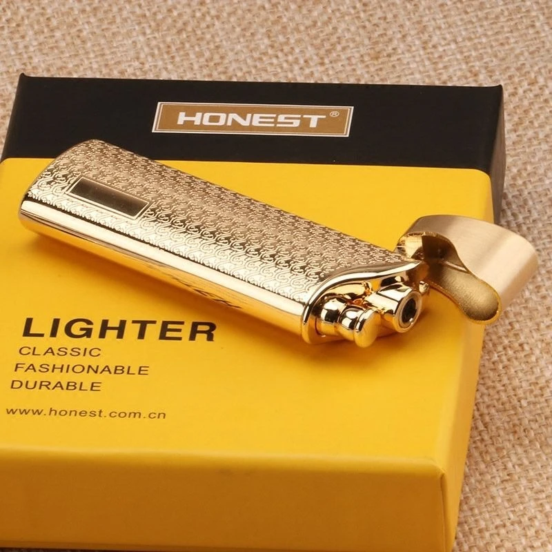 HONEST – Mini briquet à gaz Butane en métal coupe-vent, flamme rouge, outil de fumer Portable pour hommes, cadeau haut de gamme pour hommes