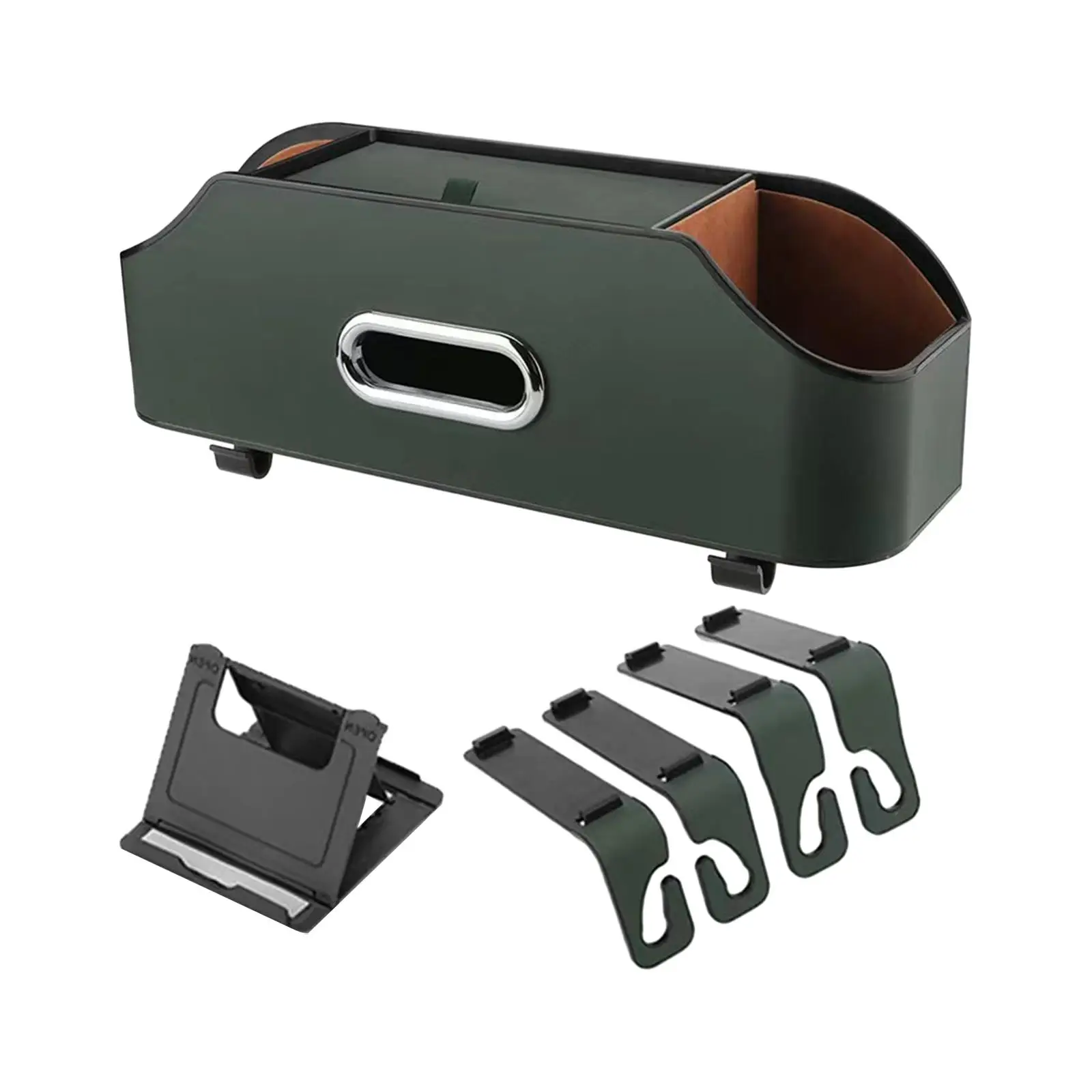 Universal Car Seat Back Organizer with Cup Holder Storage Detachable PU Leather Tissue Box Holder Phone Holder for Truck SUV