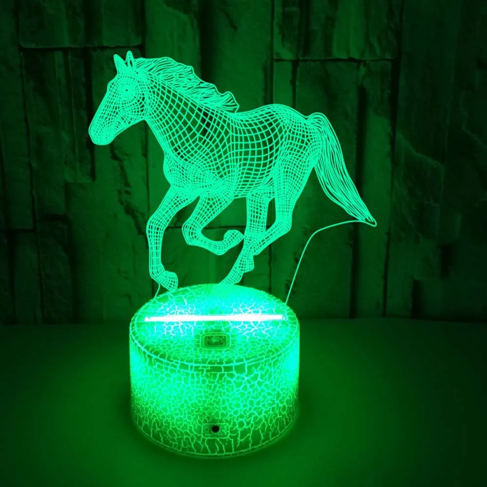 3d Illusion Lamp Led Children\'s Night Light Horse Table Lamp for Bedroom Holiday Christmas Lights Decoration Gifts for Kids