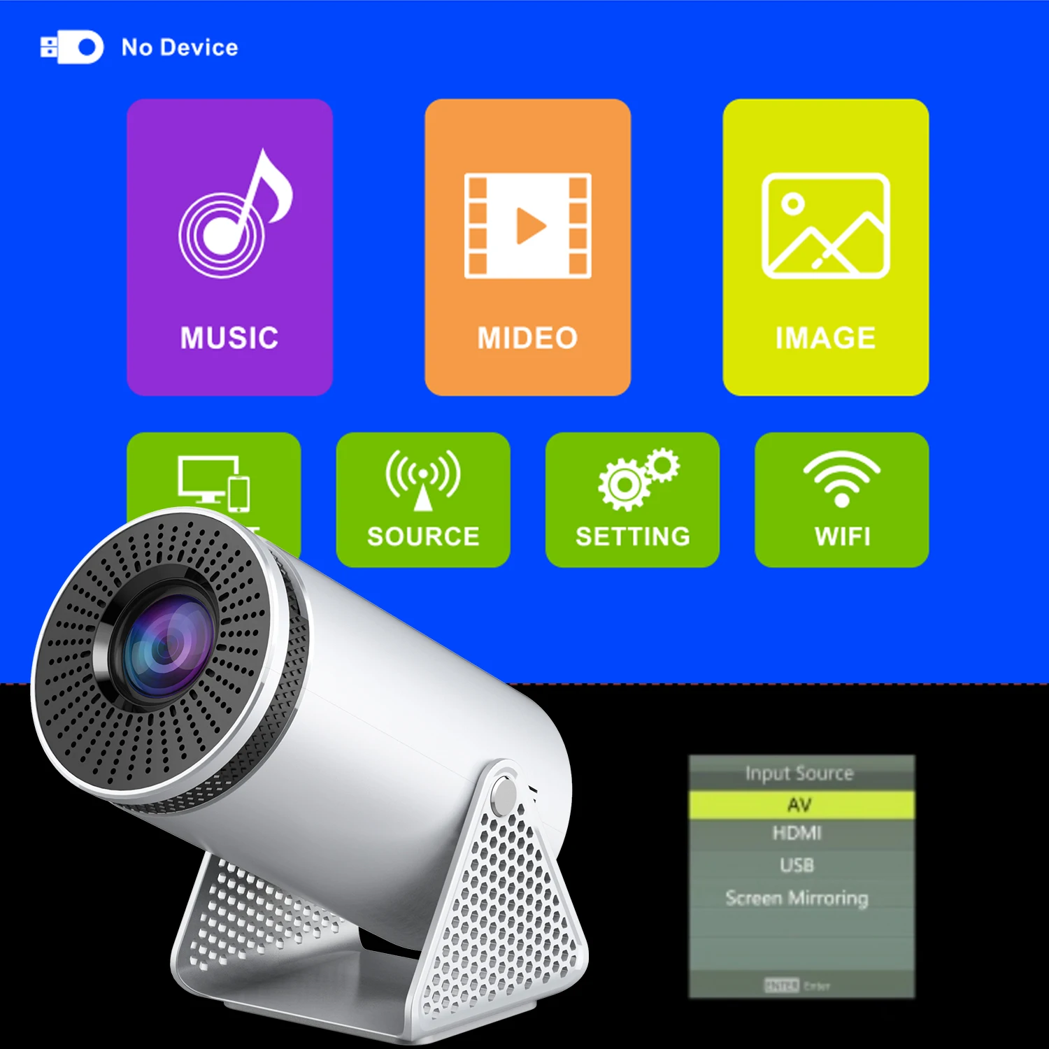 Polaring P300mini Projector Without Android Projetor 100Ansi Cinema Home Keystone Multisystem Projector HDMI Proyector