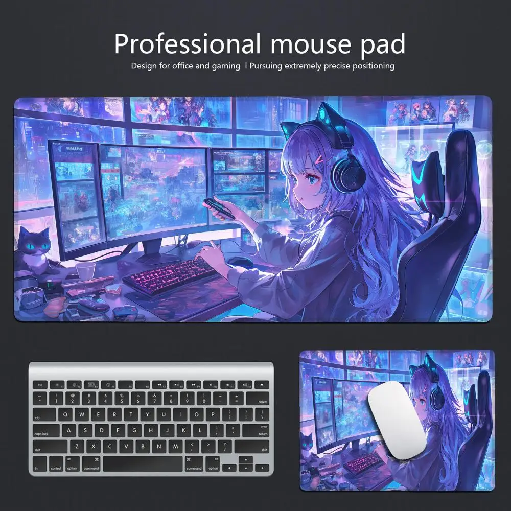 

China's hot-selling mouse pad Girl in front of computer Animation Beautiful XXL Game Exclusive MousePads PC pad Non-slip Decor