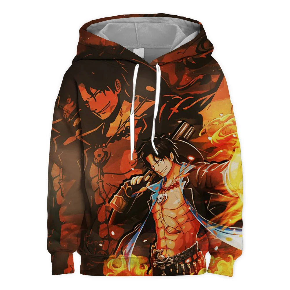 

Anime One Piece kids hoodie Cartoon printed Autumn long sleeved hooded sweatshirt casual top for boys and girls