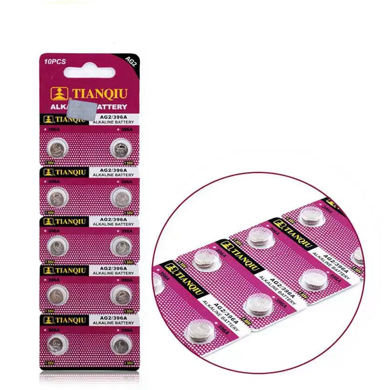 100PCS Button  Batteries TQ AG2 1.55V 396A SR726W LR726 SR59W SR726 Alkaline Button Coin Cell Batteries for Watches