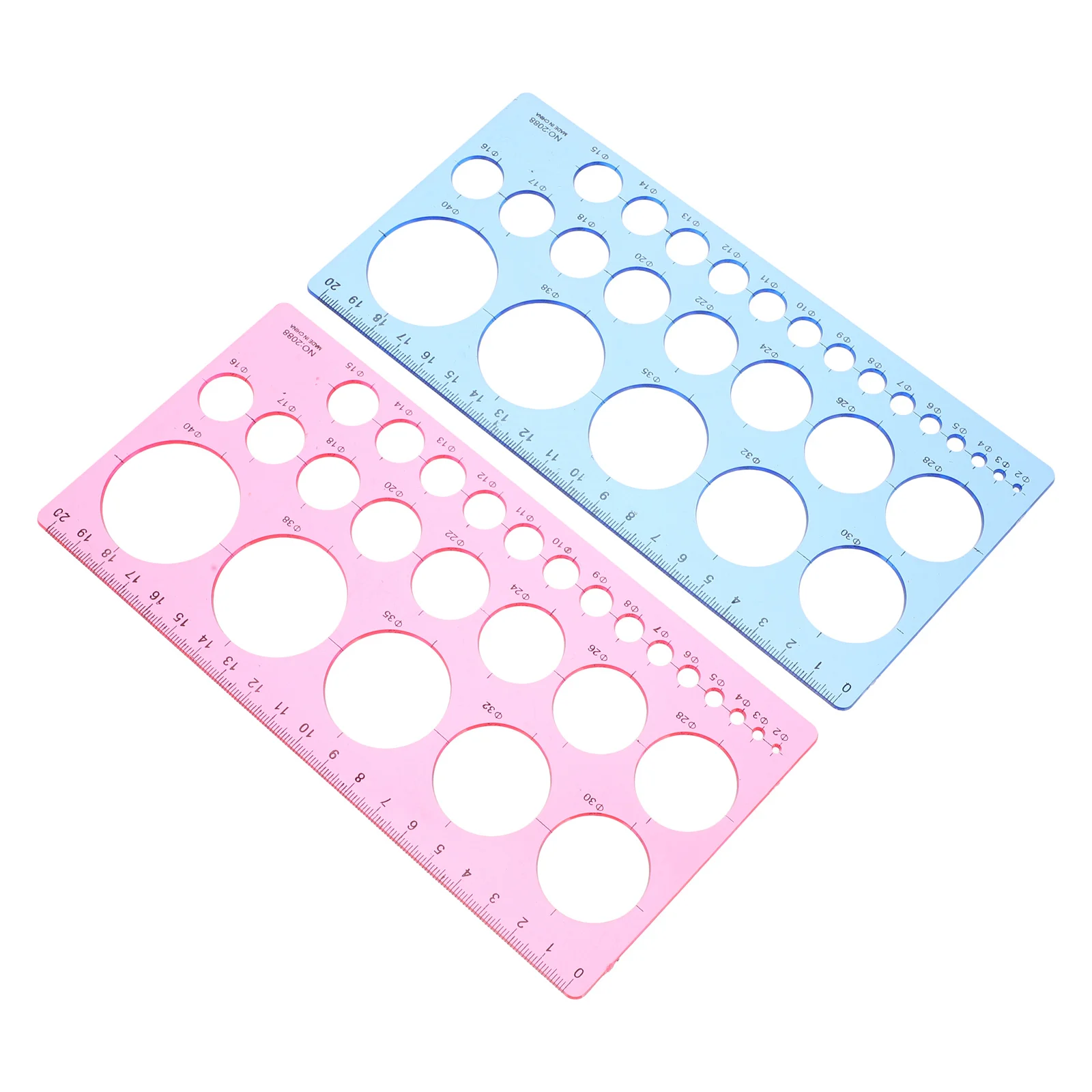 2 pçs círculo estêncil modelo ferramentas de desenho régua de plástico para escritório escola desenho régua geométrica ajuda multifuncional