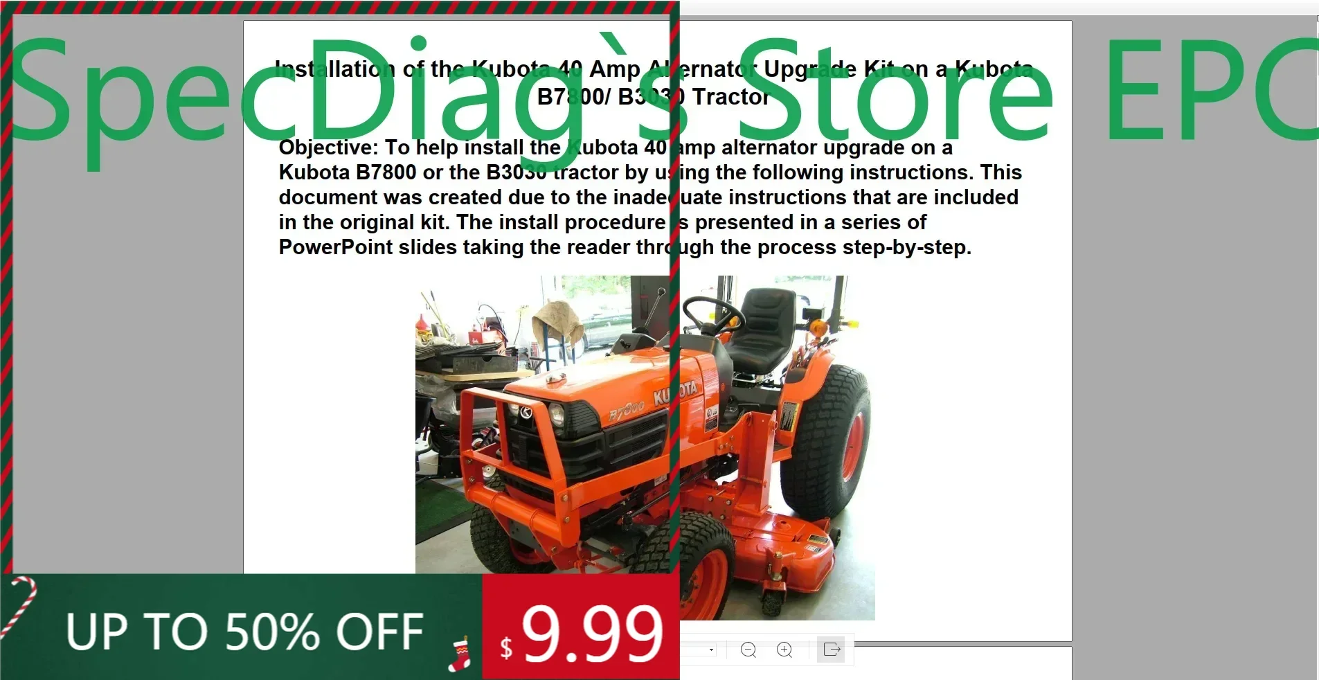 

SpecDiag Kubota Строительство, трактор и двигатель Майстерская Услуги Оператор и детали Руководство DVD