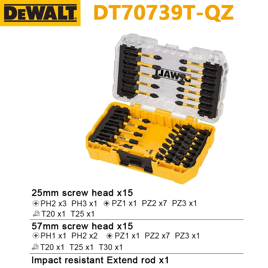 DEWALT DT70739T FLEXTORQ Screwdriver Set 31PC Screwdriver Bit Set Drill Bits Power Tool Accessories