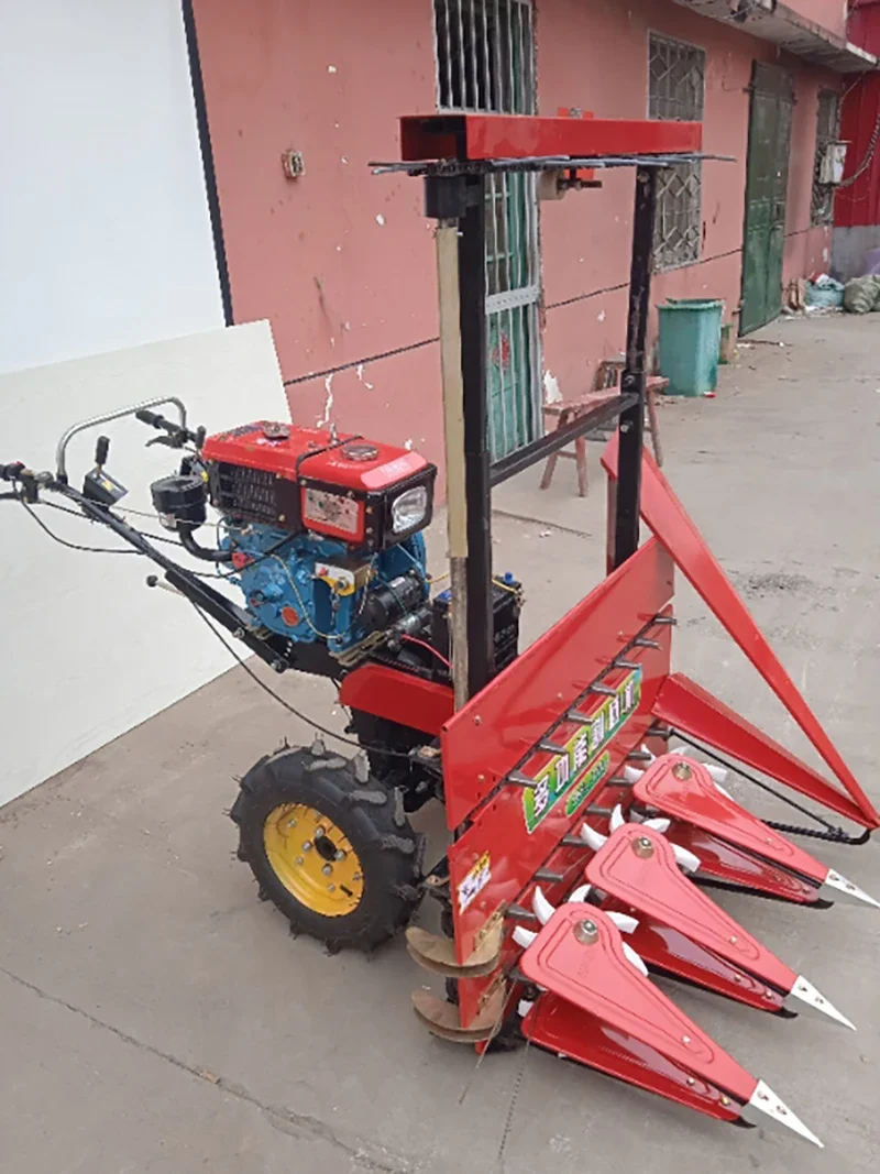 8HP Small Hand-push Walking Tractor with Harvester, 100cm Cutting Width for Wheat & Corn Grain Harvesting