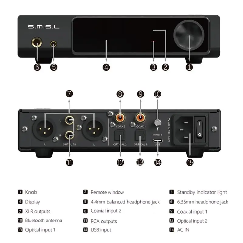 S.M.S.L RAW MDA1 Dual ES9039Q2M Decoder Support MQA MQA-CD LDAC Hi-res DAC with Remote Control