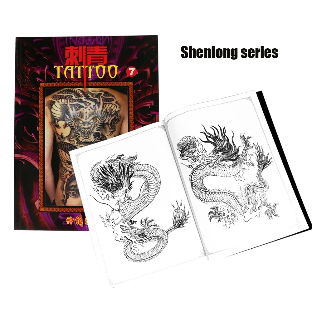 Tatoo Book Album Embroidered Oriental Dragon Tattoo Manuscript Books Shenlong Series Pattern Clear Line For Tattoo Beginners