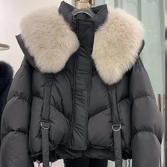 

2025 Новое женское свободное толстое хлопковое пальто, женское зимнее пальто с большим меховым воротником, хлопковая стеганая куртка, женское теплое хлопковое пальто, женская верхняя одежда