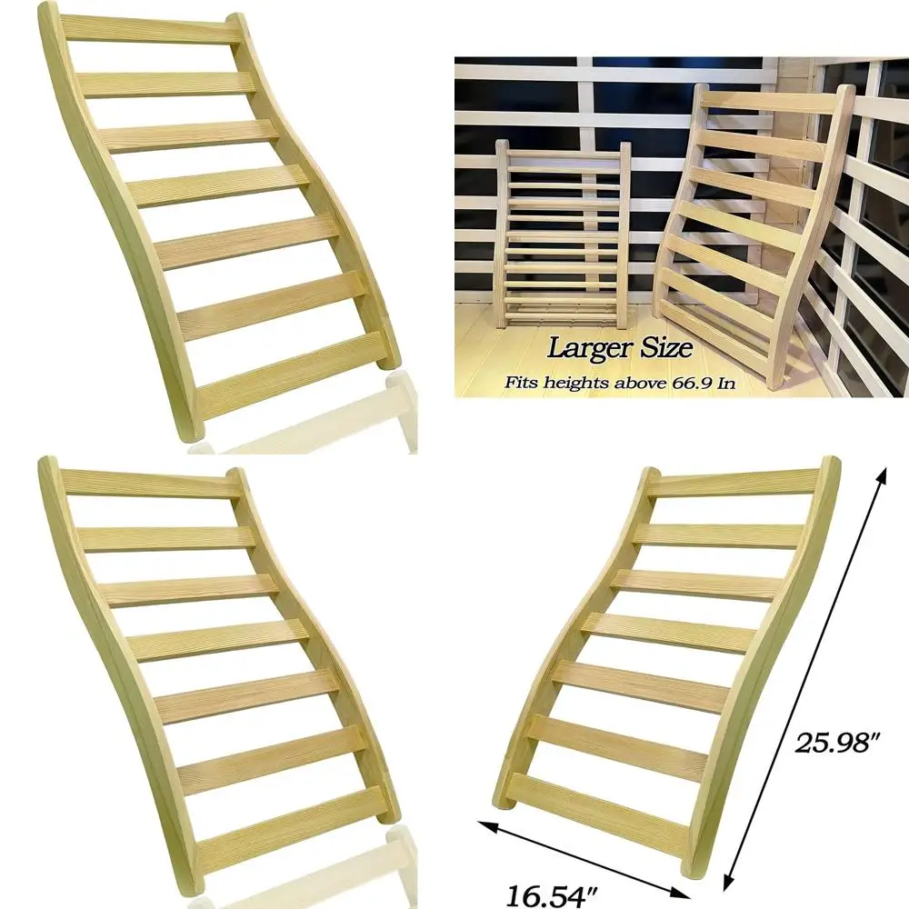 

Sauna Wooden Backrest with S-Shape Design - Non-Slip, Non-Toxic, Comfortable for Barrel or Infrared Saunas (25.98 x 16.54)