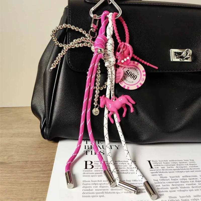 POP Digital Store Pink and Black Basketball Keychain Ball Boxing Gloves Camera Braided Rope Charm Bag Pendant Versatile Lanyard