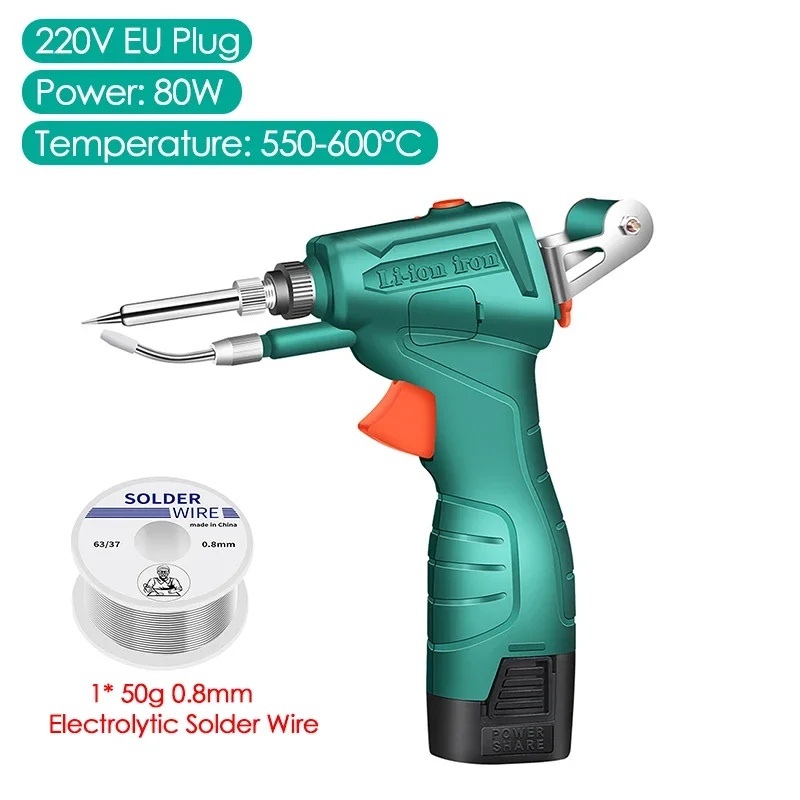 220V 80W Wireless Hand-Held Internal Heating Electric Soldering Iron Automatically Send Tin Gun Welding Repair Tool