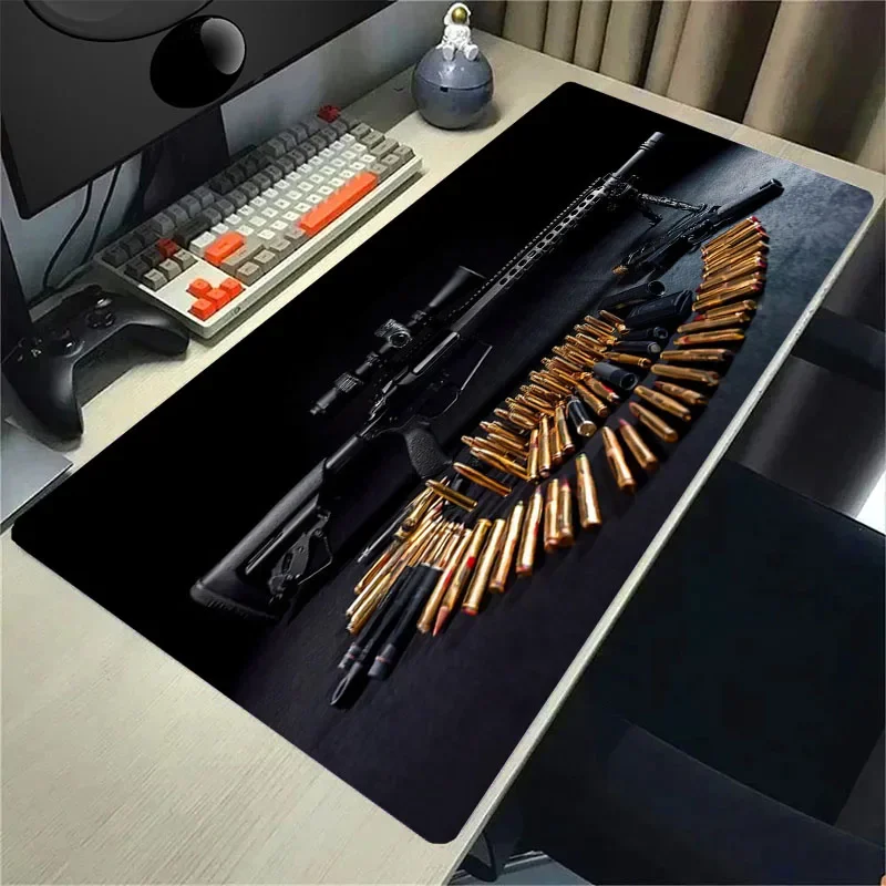 Rifle Pistol Revolver Gun Large Mouse Pad Precision Gaming Design Desk Anti-Slip Rubber Bottom 80X40 Washable Surface Office Mat