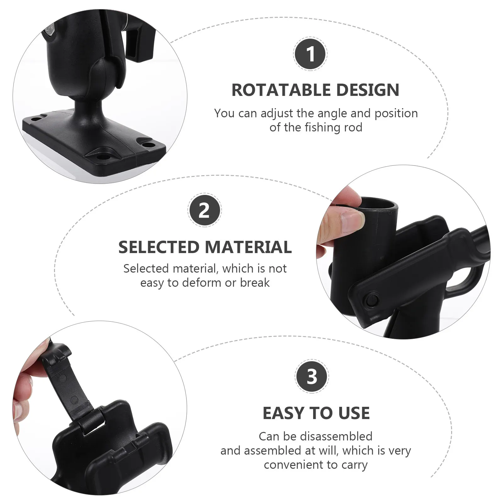 

Универсальный держатель для удочки для каяка с поворотом на 360°, прочный нейлоновый кронштейн для хранения удочек на лодке/яхте, надежная фиксация