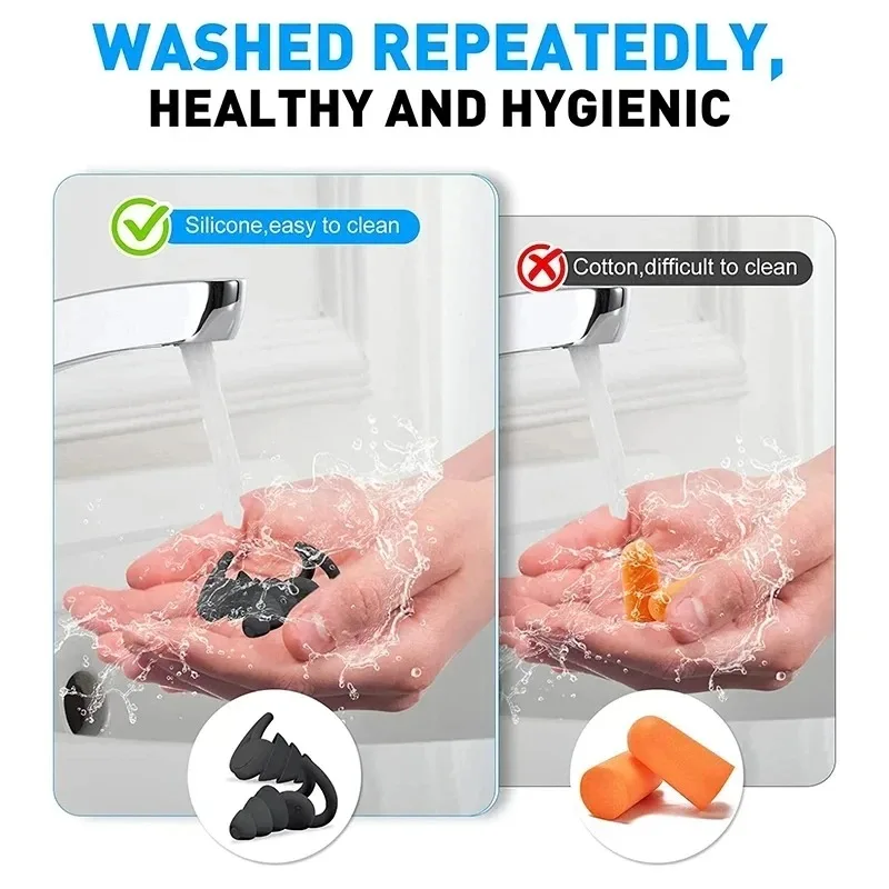 سدادات أذن من السيليكون للحد من الضوضاء سدادات أذن مضادة للضوضاء سدادات أذن مقاومة للماء للسباحة سدادات أذن مقاومة للصوت لمنع الضوضاء