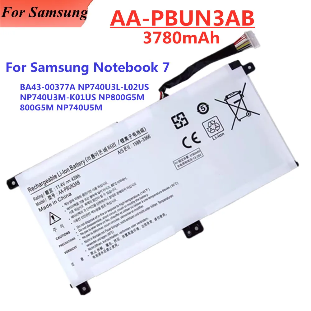 AA-PBUN3AB Akku 3780 mAh für Samsung Notebook 7 Notebook7 NP740U5M NP800G5M NP740U3L-L02US NP740U3M-K01US BA43-00377A Batteria