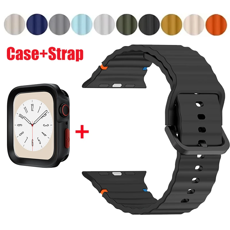 Silikonhülle+Armband Kompatibel mit Apple Watch Ultra 49mm 46mm 45mm 44mm 41mm 40mm 42mm Serie 11 10 9 8 7 6 5 4 SE
