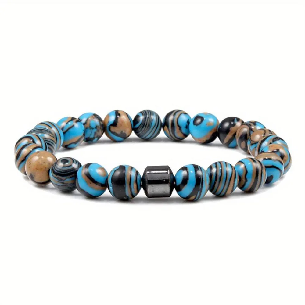 Herrenarmbänder verjüngt Ihren Geist mit einem magnetischen Tigerauge-Lava-Karte, schimmerndem Malachit-Stein-Armband für Männer und Frauen – Detail 8
