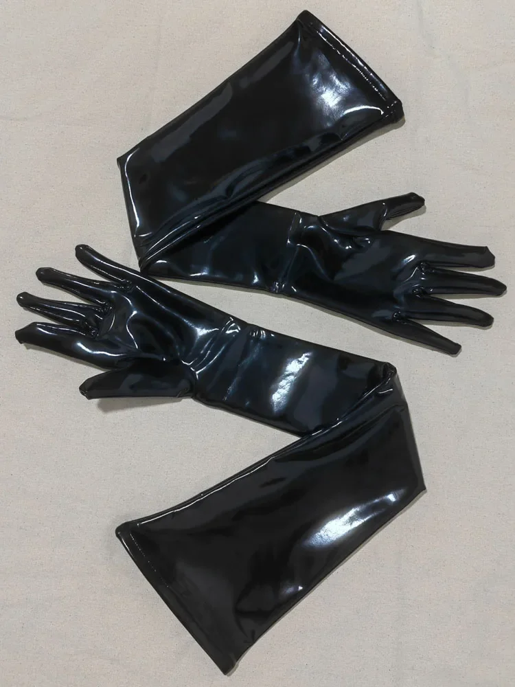 

Женские длинные перчатки из ПВХ с эффектом мокрой кожи, блестящие, из искусственной кожи, для косплея, выступлений, перчатки-митенки, перчатки горничной, размер Plus