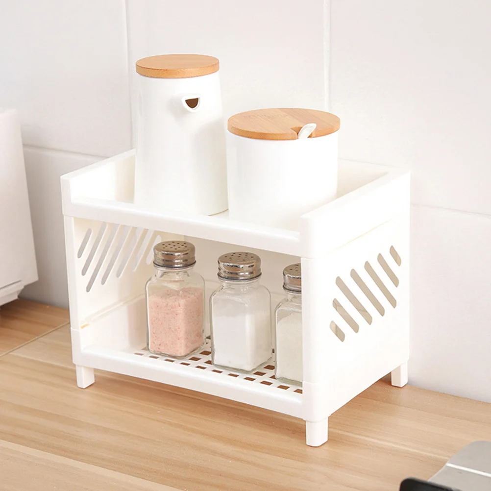 

Double Layer Kitchen Rack Storage Organizer Tool Holder Cutlery Storage Condiment Display Stand Home