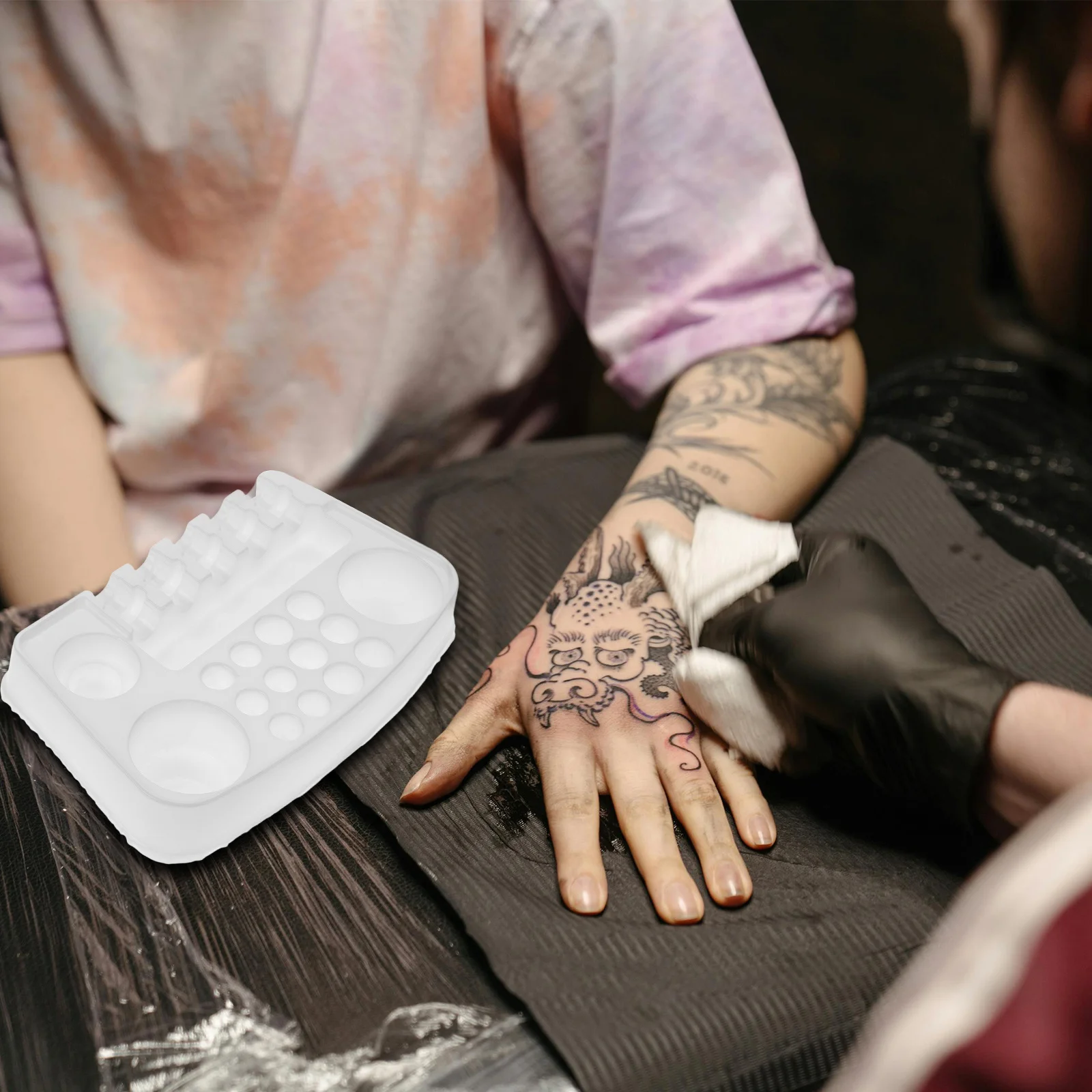 

12Pcs Disposable Ink Palette Compact Tattoo Ink Holders Small Pigment Containers for Professional Tattooing Microblading Salon