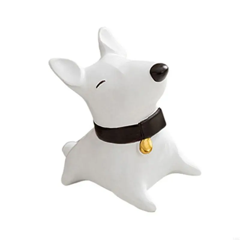 Puppy Ornament Dog with Collar Resins Statue for Tabletop and Shelf Display