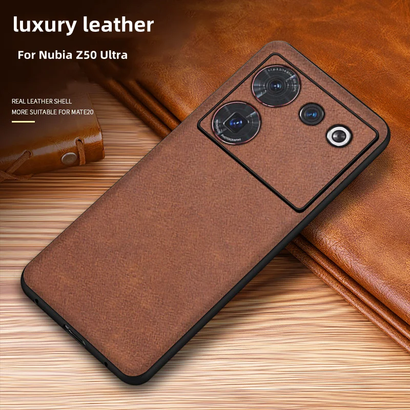 For Nubia Z50 Ultra Case Luxury PU Leather Matte Hard Bumper For Nubia Z50 Z 50 Retro Style Shockproof Cover NubiaZ50 Coque