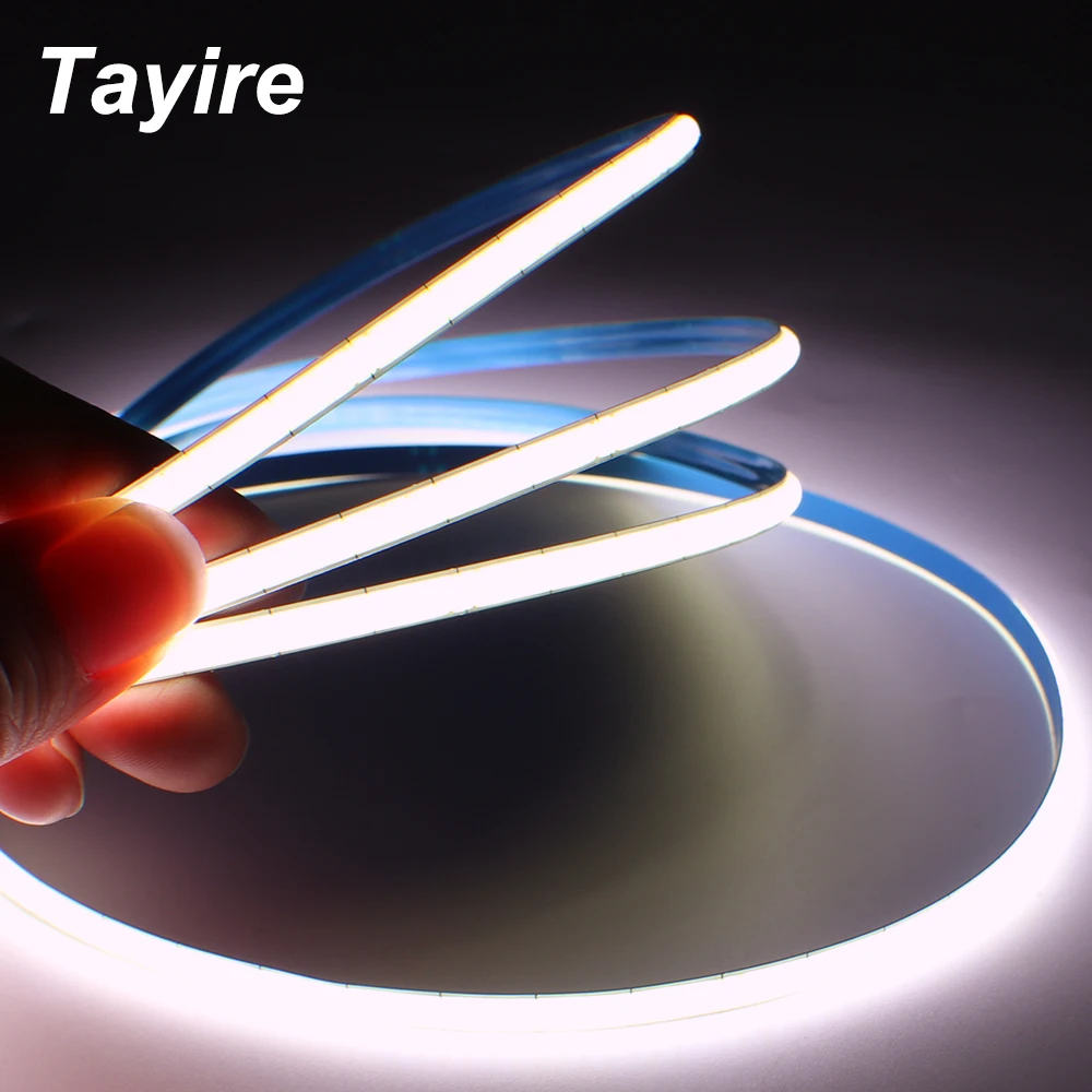 Thin 5MM COB LED Strip 1cm-Cut 400LEDs/m 5V 12V Flexible Tape Light Bar Warm Cold White for Decor Lighting
